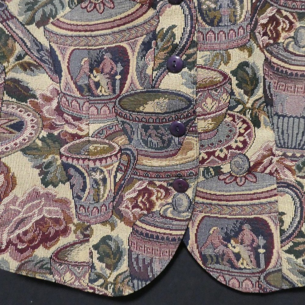 Vintage Tea, Coffee and Cream Tapestry Vest | Mint Condition | Made In Canada - Picture 7 of 14